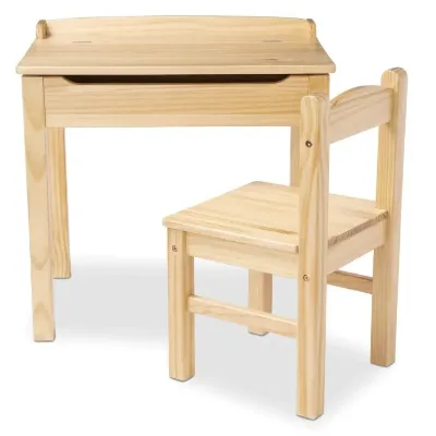 Creative Design Wooden Adjustable Top Chair and Desk for Children - Wooden Reading Writing and Learning Table