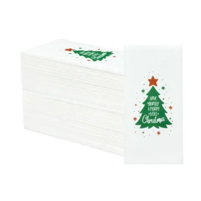 100%Woodpulp Christmas Tree Printed  Paper Napkins Airlaid Dinner Napkins Linen Feel Napkins for Wedding Hotel Party Restaurant
