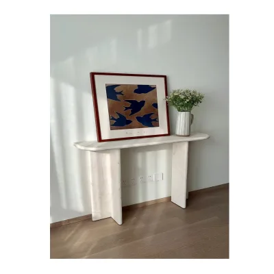 Modern Design 100% Natural Stone Travertine Console Table Home Furniture for Hotel Villa Apartment Entrance Entryway