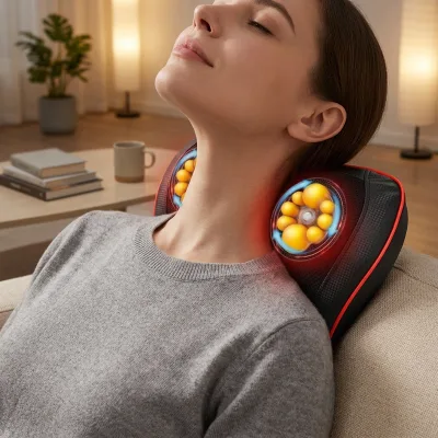 Electric Hot Compress Health Care Neck Massager Pain Relief Neck Support Shoulder Back Massage Pillow