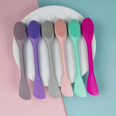 2023 Hot Sale Double Side Soft Silicone Scrubber Facial Cleansing Mask Applicator Lip Scrub Brush Rubber Safe Smearing Brush