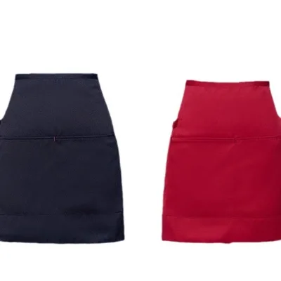 HBC Wholesale Double Pockets Short Half Kitchen Barbecue bar Waiter Apron Cotton Half Length Apron