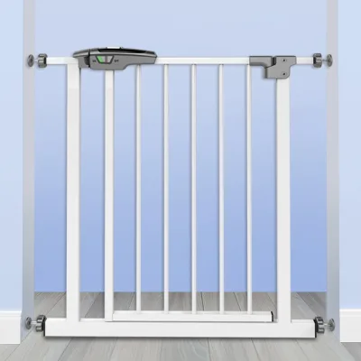 PRODIGY SG002 Adjustable Auto Close Baby Safety Door Gate Pet Dog Cat Fence Stair Door Metal High Strength Iron White Gate
