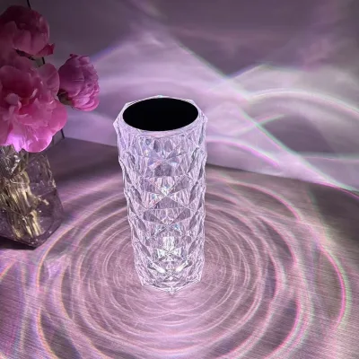 Internet-Red Crystal Table Lamp LED Light Battery Acrylic Rose Nightlight Decorative Glass Table Lamp for Bedroom