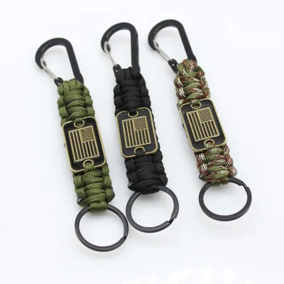 Wholesale Hand Woven Seven-core Paracord Flag Tag Pendant Paracord Keychain