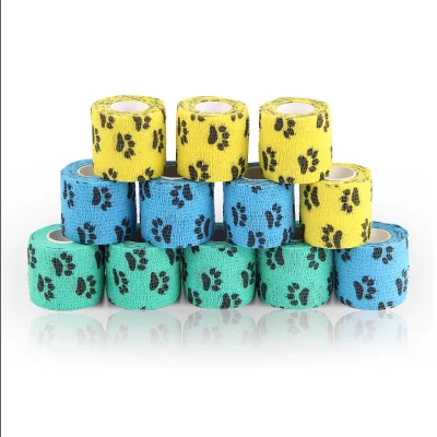 Bulk Wholesale Custom Pattern Cohesive Bandage Roll for Pet Care Horse Supplies and Retail Printed Animal Wrap