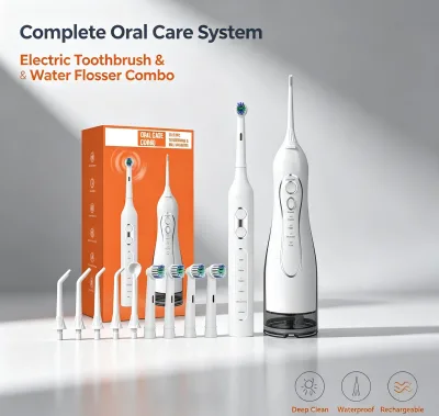 Complete Oral Care Combo Kit Electric Toothbrush Water Flosser Set OEM Custom Logo IPX7 USB Rechargeable Wholesale