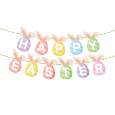 2025 for Qudoo New Year Easter Carrot Letter Pull Flag Party Supplies Happy Birthday Banner Printed for Scene Layout Decoration