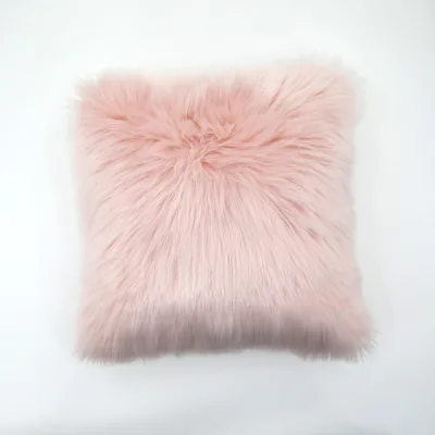 Non-Toxic Faux Fur Throw Pillow Polyester Sustainable Faux Fur Plush Throw Pillow