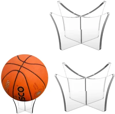 Customized Modern Transparent Acrylic Freestanding Ball Stand for Retail Display of Basketball Football Volleyball Soccer Balls