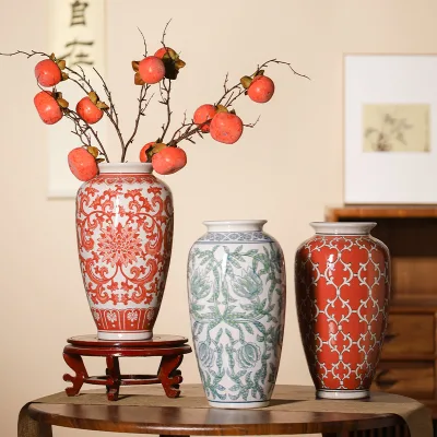 Chinese Antique Traditional Style Light Luxury Ceramic Flower Vase Home Decoration As Good Business Gift