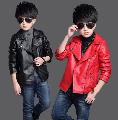 Cy12478a Hot Sale Children Coat for 2-15years Girl and Boys Leather Jacket