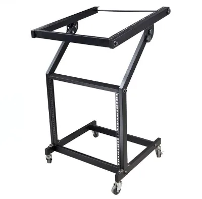 Mobile 9U DJ Mixer Stand Heavy Duty Rolling Rack Mount with Lockable Casters for Stage Studio Equipment