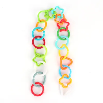 Baby Plastic Teether Ring Toy Link Loops Round Connecting Rings for Car Seat and Stroller Travel Accessory