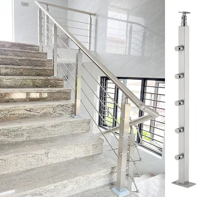 Wholesale Price Stair Railing High Strength Guardrail Home Hotel Stainless Steel and Glass Staircase Railing