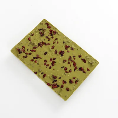 Premium Quality 35% Dried Fruit Greentea Flavour White Chocolate Made From Cocoa Butter