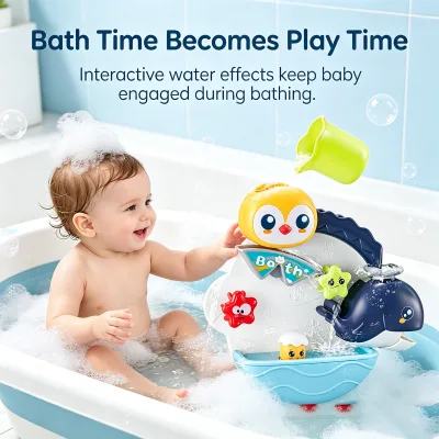 High Quality ABS Plastic Animal Baby Bath Tub Toys Set Play Water Penguin Bath Toy