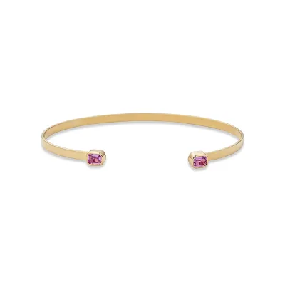 Fashionable Jewelry Bangle Bracelet 14k Gold Plated Silver Bangles Pink Baguette Cuff Bangles Hypoallergenic Jewelry Wholesale
