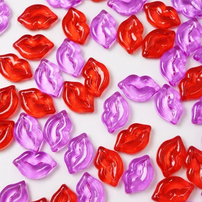 Hongzhi Bulk Acrylic Valentine Gift Vase Filler Lips Beads Plastic Gems for Valentine Gift Wedding Table Decoration