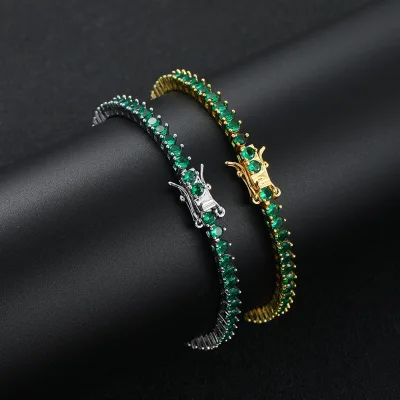 3Mm three-claw emerald zircon tennis bracelet, brass with zircon
