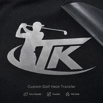 Custom Golf Silver Glitter Emblem Iron on Tag for Polo Shirts Team Sportswear Uniform Heat Transfer Garment Labels