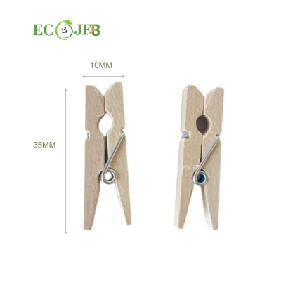 35mm Natural Wooden Mini Pegs With Spring