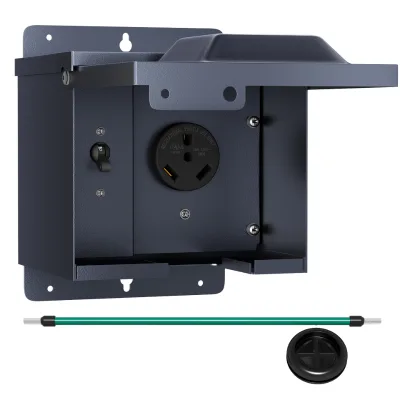 UL Listed 125V Weatherproof Nema TT-30R RV Receptacle Box 30 Amp RV Power Outlet with Lockable Electrical Breaker Auto