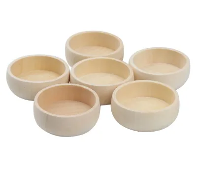 Small Eco-Friendly Carved Solid Wood Bowl for DIY Unfinished Wooden Mini Round Bowl-Business Gifts