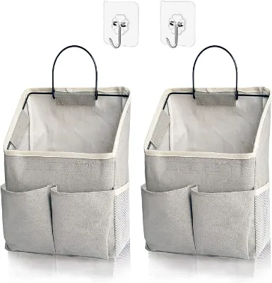 2 Pack Wall Hanging Storage Bag Wall Hanging Organizer Bags with Pockets Wall Organizer Storage for Dormitory Bathroom Bedroom