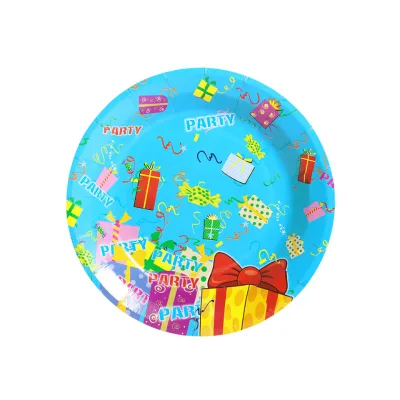 Polka Dot Disposable Recyclable 7inch & 9inch Paper Plates Degradable New Year Tableware for Catering and Parties