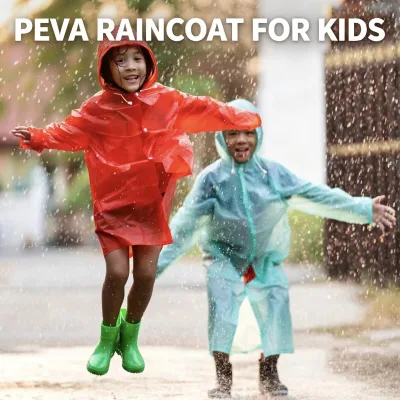 Various Color PEVA Wholesale Lightweight Durable 100%Waterproof Raincoat for Kids OEM for Outdoor Activities in Rain Weather