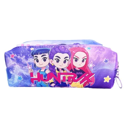 Hot Selling New Hunting Demon Nu Group PU Printed Large Capacity Stationery Storage Bag Korean Version Creative Cartoon Bag