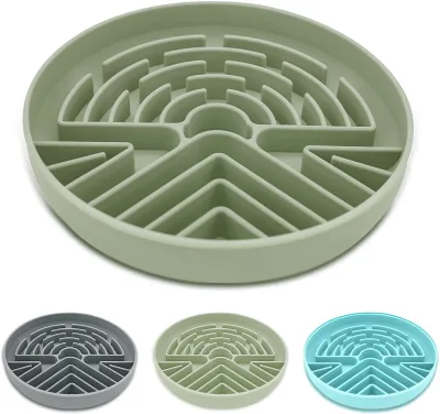 Slow Feeder Dog Bowl Anti-Choking Puzzle Design Non-Slip Base Interactive Silicone Maze Pattern for Large Small Dogs Cats