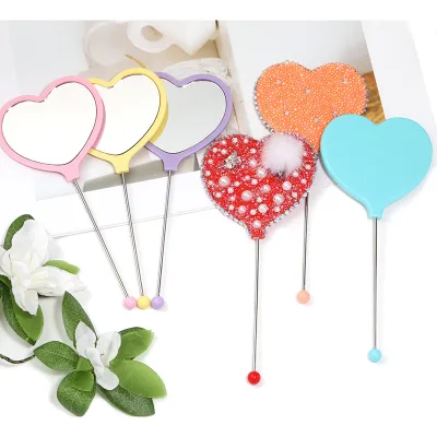 Diy love Small Mirror Handheld Makeup Mirror Portable Exquisite Handheld Makeup Mirror Simple Cute High Definition Beauty Mirror