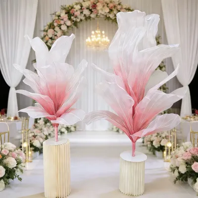 Giant Gradient Organza Flower Wedding Aisle Decoration, Multi-color Ombre Tulle Flower for Wedding Stage & Event Backdrop