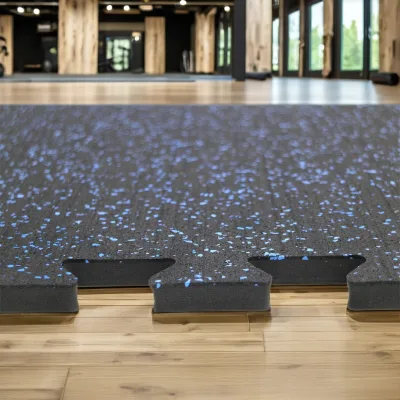 Waterproof Gym Rubber Floor Mat 100x100cm 18mm Thick EVA+Rubber Layers for Indoor Cycling Studio