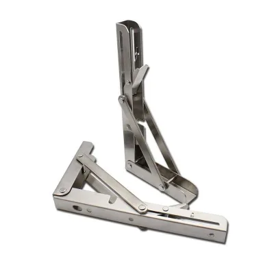 RheTech Heavy Duty Stainless Steel Made Folding Collapsible Space Saving DIY Shelf Brackets for Table Work Bench