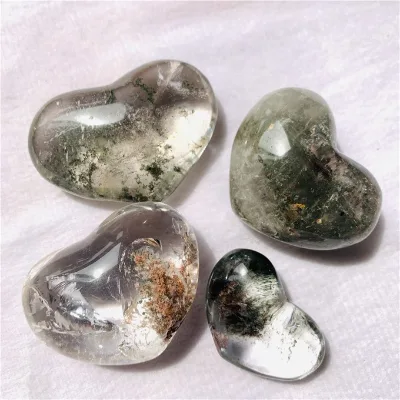Wholesale Natural Healing Crystal Heart Green Phantom Ghost Crystals Stone Heart for Gifts