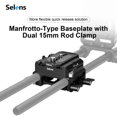 Selens Manfrotto Quick Release Aluminum Alloy Baseplate with 10cm 15cm 20cm Dual Rod Clamp for DSLR Camera Cage Tripod Mount