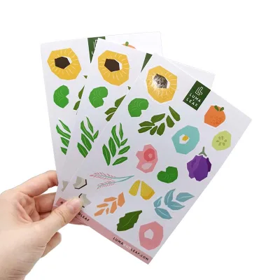 Custom PVC Washi Sticker Sheet with Cartoon Flower Kiss Cut A4 Sticker Custom Printing