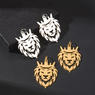 Hot lion Head Stainless Steel Polishing Fashion Hollow lion Head Pendant