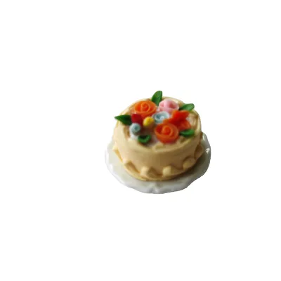 Elf Door Accessories Miniature Doll House Ornament Yellow Birthday Cake for Kids Diy Miniature Toys Birthday Cake