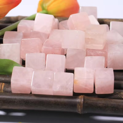 DIY Natural Crystal Tumbled Natural Rose Quartz Cube Healing Stones Crystal Rose Quartz Crystal Cubes Tumbled Stones