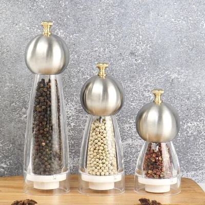 Mushroom Shaped Manual Pepper & Salt Grinder Shaker Clear Acrylic 5inch 6inch 8inch Refillable Spice Jar Plastic Spice Jar