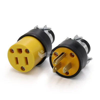 Nema 5-15p Straight US Rewireable Plug for Power Extension Cord,15A 125V,2Pole 3 Wire Grounding,White ,UL Listed