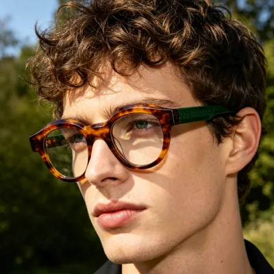 Unisex Retro Round Optical Eyeglasses Mazzucchelli Acetate Frame OBE Hinge Nylon Anti Blue Light Lens Prescription Glasses