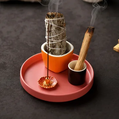 Wood Sage Tray Ceramic Aroma Burner Base Cross-border Incense burner Line Incense Burning Bracket Indoor air Purification