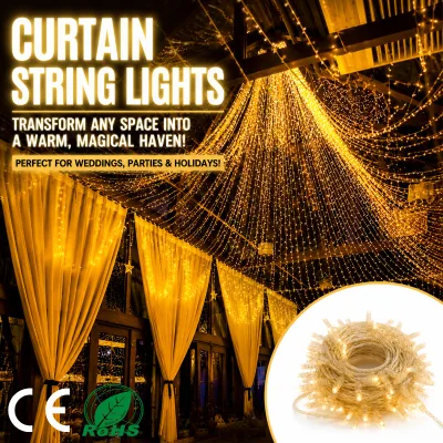 IP67 LED Curtain Drape PVC Rubber Choice Warm White Premium Restaurant Mall Living Room Christmas Holiday Atmosphere Decor