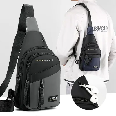 Fashion Leisure Sport Business Chest Crossbody Shoulder Bag Men's Travel Waterproof Lightweight Wear-resistant Polyester Zipper
