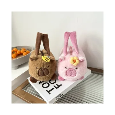 Wholesale Fashion Cartoon Bucket Panda Capybara Crossbody Plush Bag Personalized Toy Backpacks for Kids